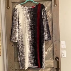 Sunny Leigh dress-black/cream/red, long-sleeved knit